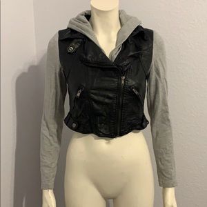 Faux leather motorcycle jacket